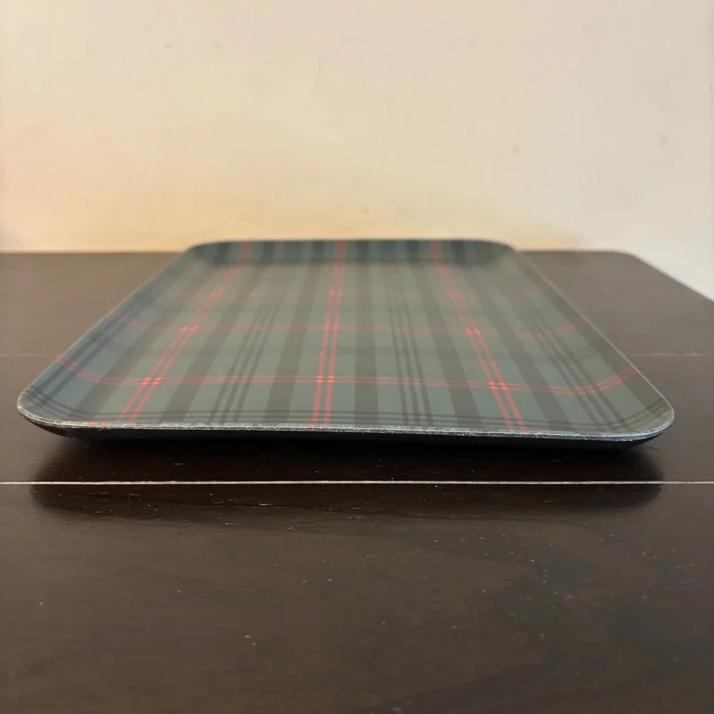 Hearth & Hand Magnolia | Green Red Plaid Bamboo Melamine Serving Tray | 13x9.5